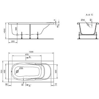 Акриловая ванна Santek Санторини 1WH302494 150х70 без гидромассажа